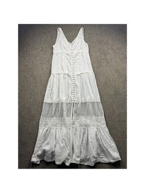 Free People Womens S Victoria Button Front Maxi Dress Tiered Crochet Lightweight